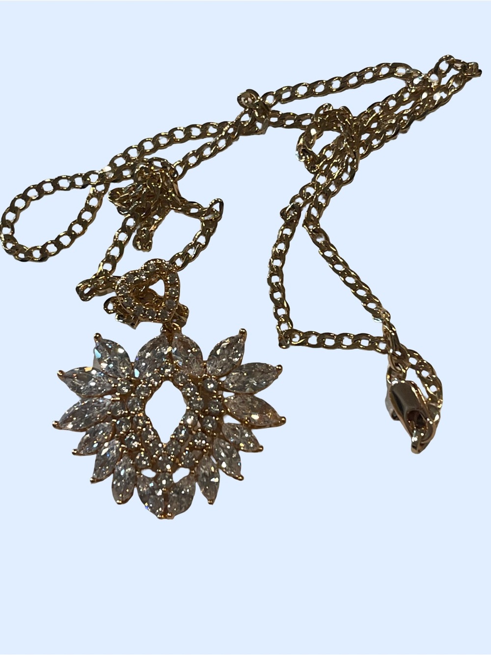 New Crystal Sunburst Pendant Necklace